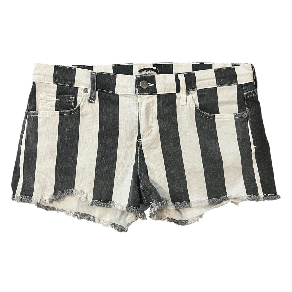 Citizens Of Humanity Striped Black & White Denim Cutoff Shorts 29